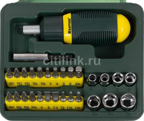 Отвертка реверсивная с насадками KRAFTOOL Kompakt-29,  29 шт  картинка